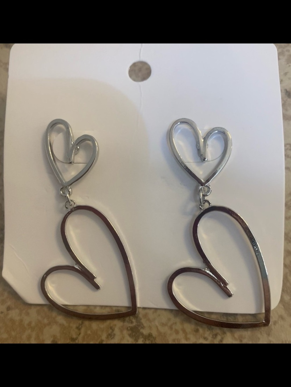 New! Women Silver Color Heart Drop Earrings in Ins-Style. Versatile.